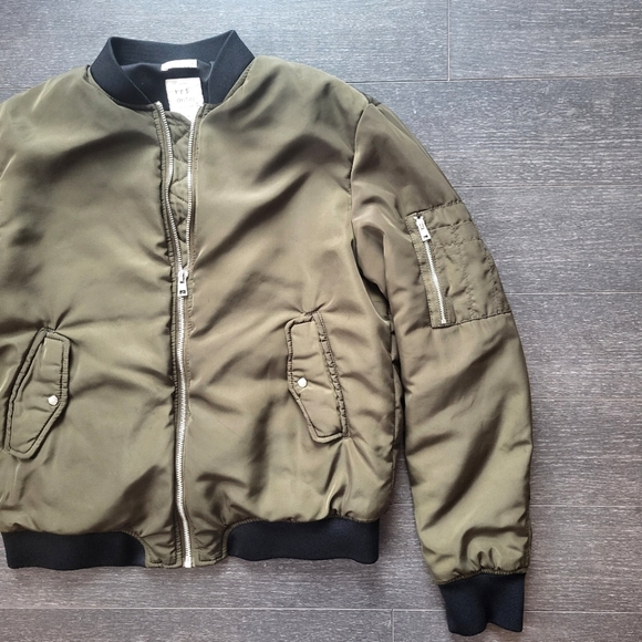 ZARA Women Bomber Flight Jacket Olive M - Picture 3 of 8